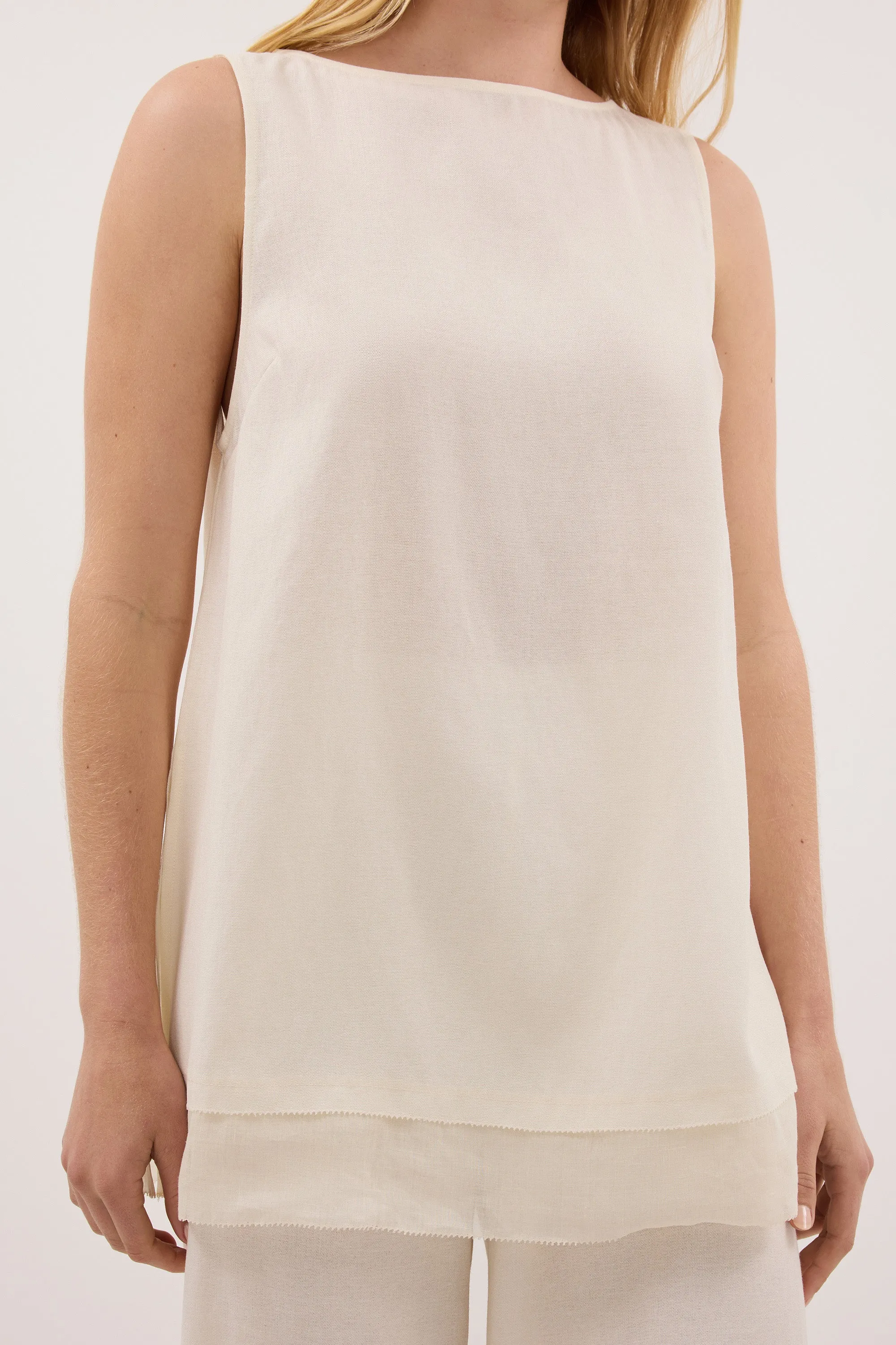 CALIA CREAM BOAT NECK TUNIC TOP sold by Dissh product image thumbnail 5