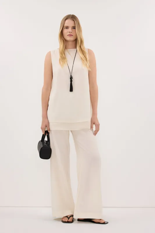 CALIA CREAM TAILORED PANT made by Dissh