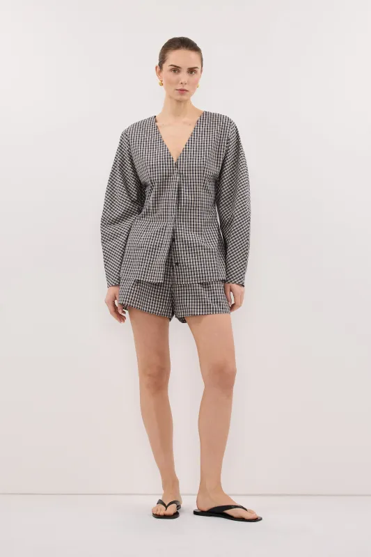 MATILDA INK CHECK FITTED SHIRT made by Dissh
