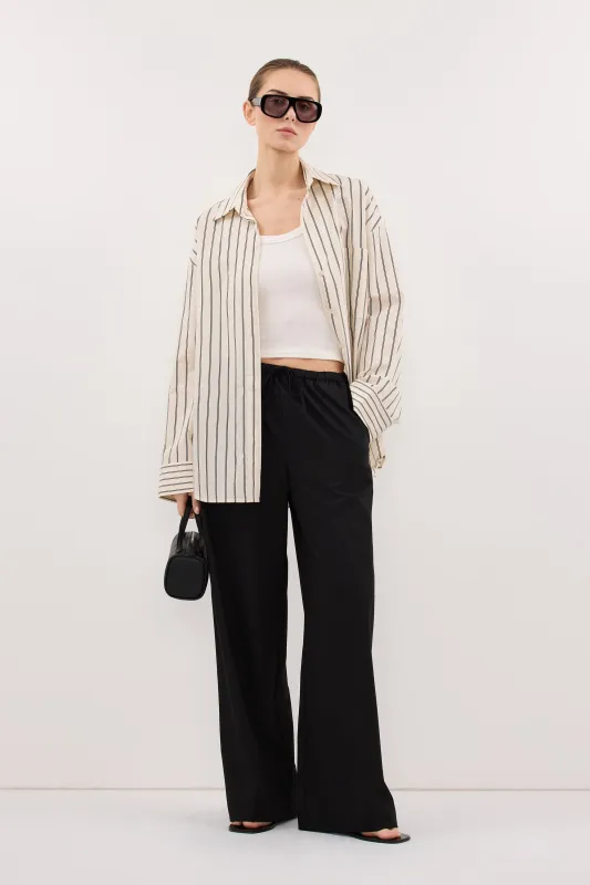 VIANNA BLACK ELASTICATED DRAWSTRING PANT made by Dissh