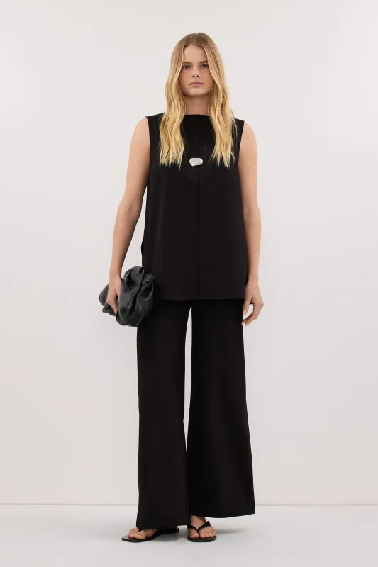 PARKER BLACK FLAT FRONT PANT made by Dissh