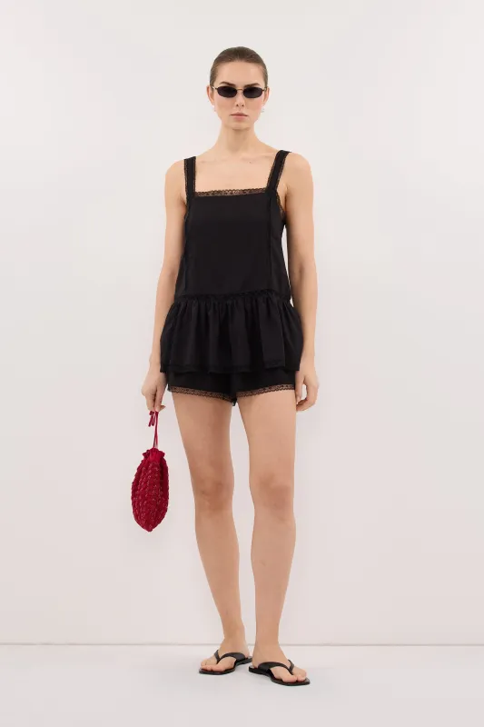 ROSIN BLACK LACE TRIM SHORT made by Dissh