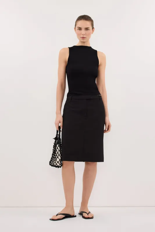 AMARA BLACK BOAT NECK KNIT TANK made by Dissh