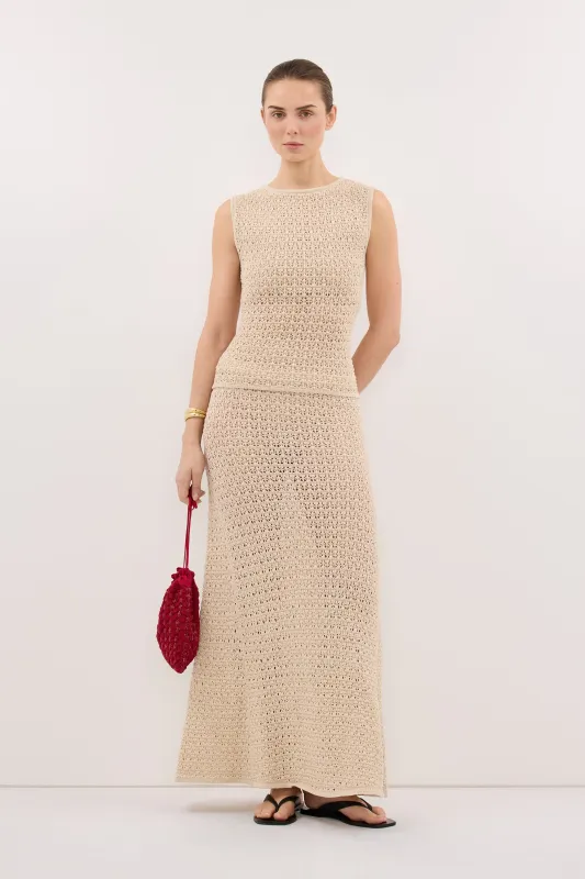 HALO NATURAL KNIT MAXI SKIRT made by Dissh