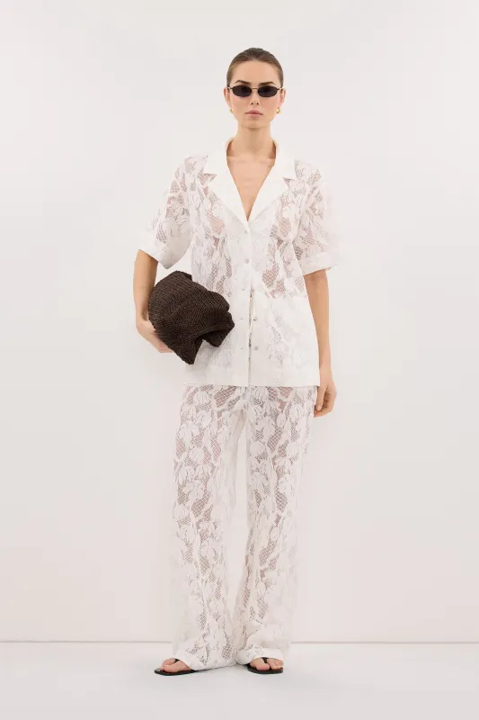 LUCINE WHITE LACE COLLARED SHIRT made by Dissh