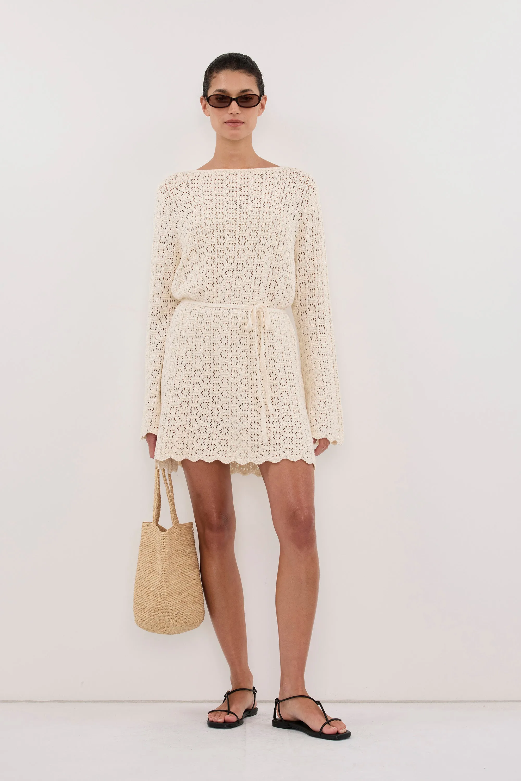 KEIRA NATURAL LONG SLEEVE KNIT MINI DRESS sold by Dissh product image thumbnail 3