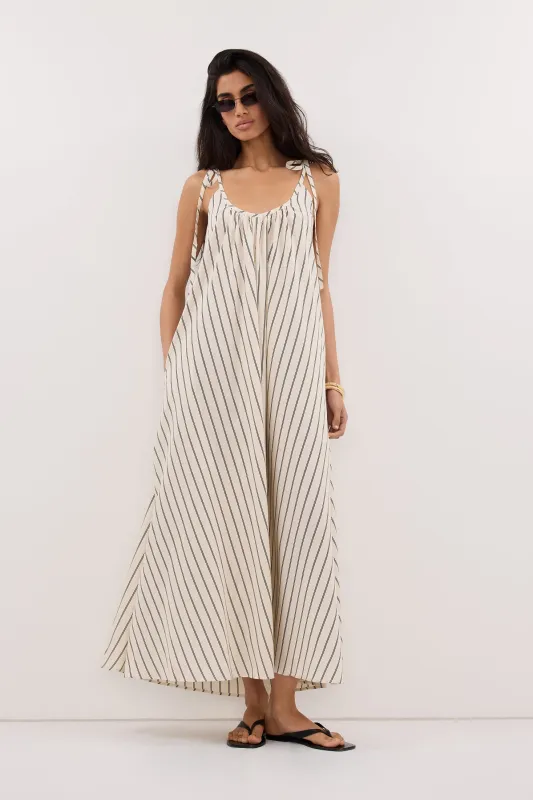 FABLE CREAM STRIPE MIDI DRESS made by Dissh