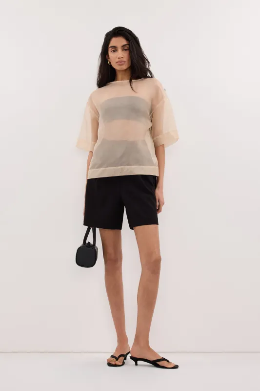 SIAN GOLD SILK ORGANZA TEE made by Dissh
