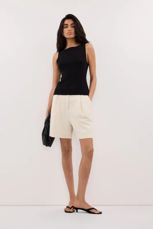 SABRE BLACK KNIT BOAT NECK TANK made by Dissh