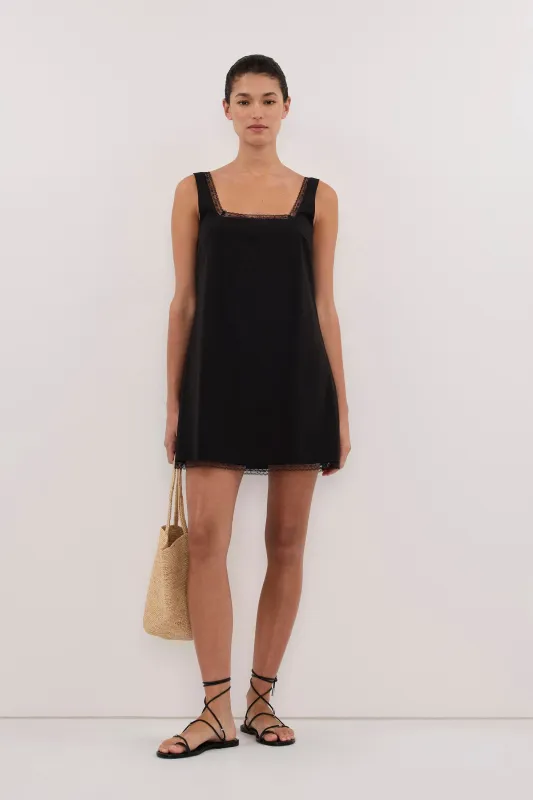 ROSIN BLACK LACE TRIM MINI DRESS made by Dissh