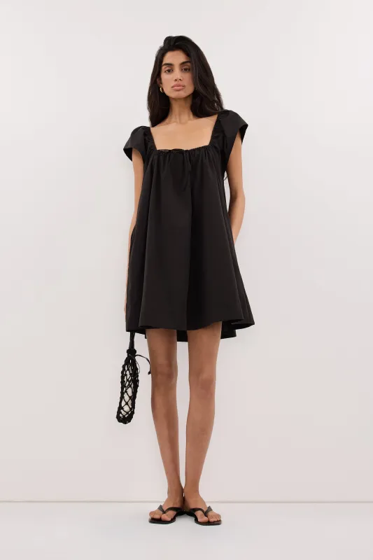 KATE BLACK COTTON MINI DRESS made by Dissh