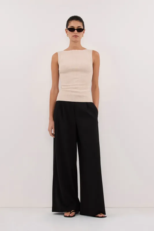 DOVE STONE SLEEVELESS RIBBED KNIT TANK made by Dissh