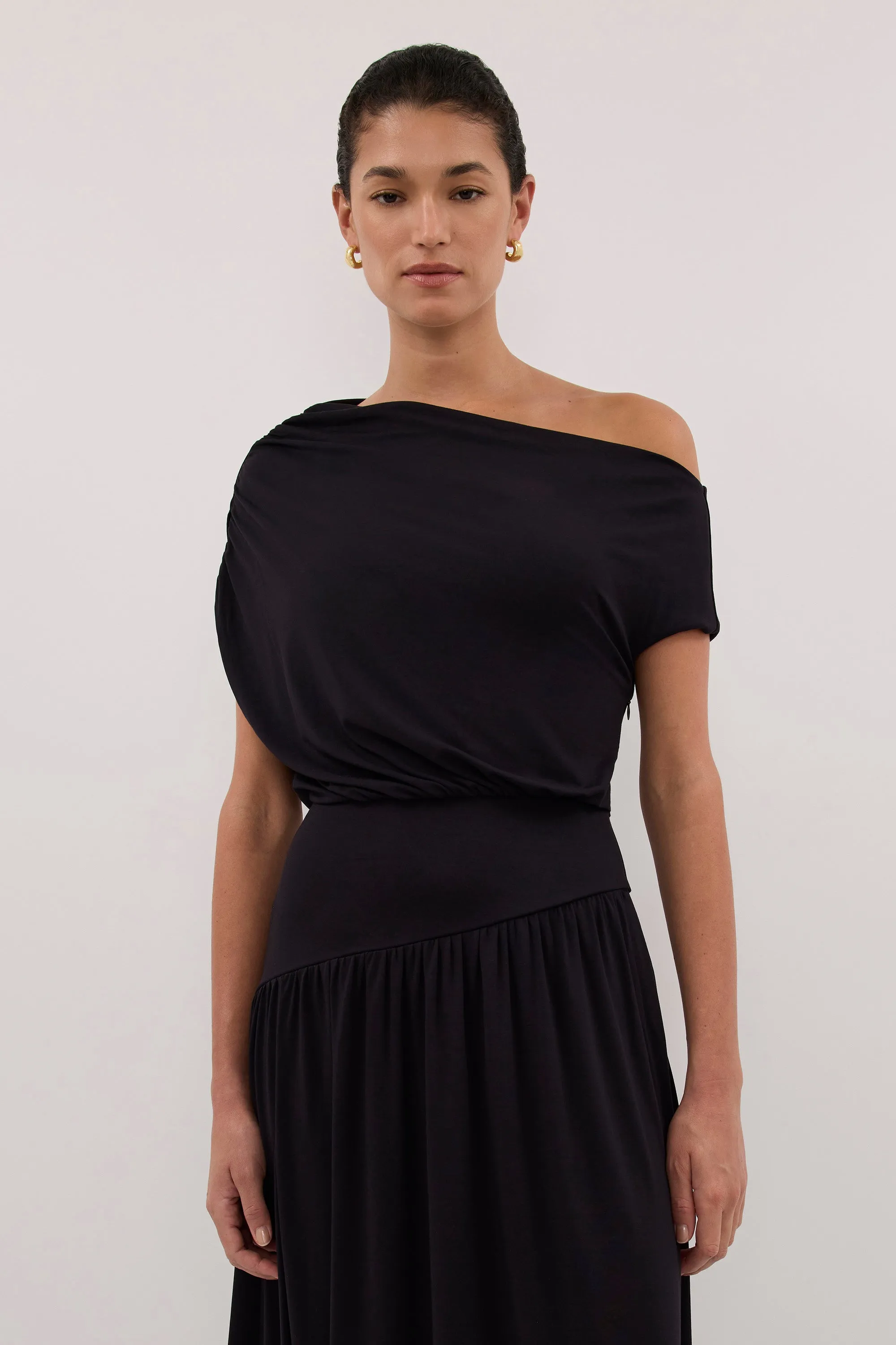 ELSIE BLACK MODAL ASYM MAXI DRESS sold by Dissh product image thumbnail 2