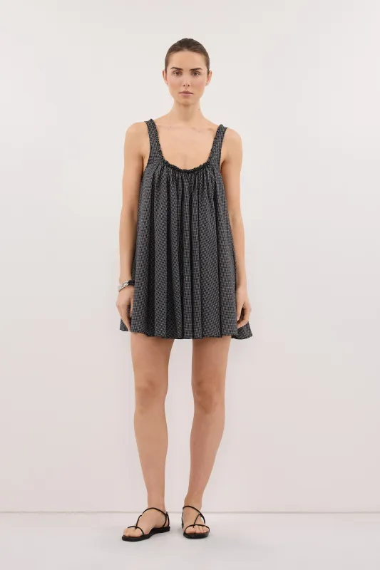 ARABELLA BLACK CHECK MINI DRESS made by Dissh