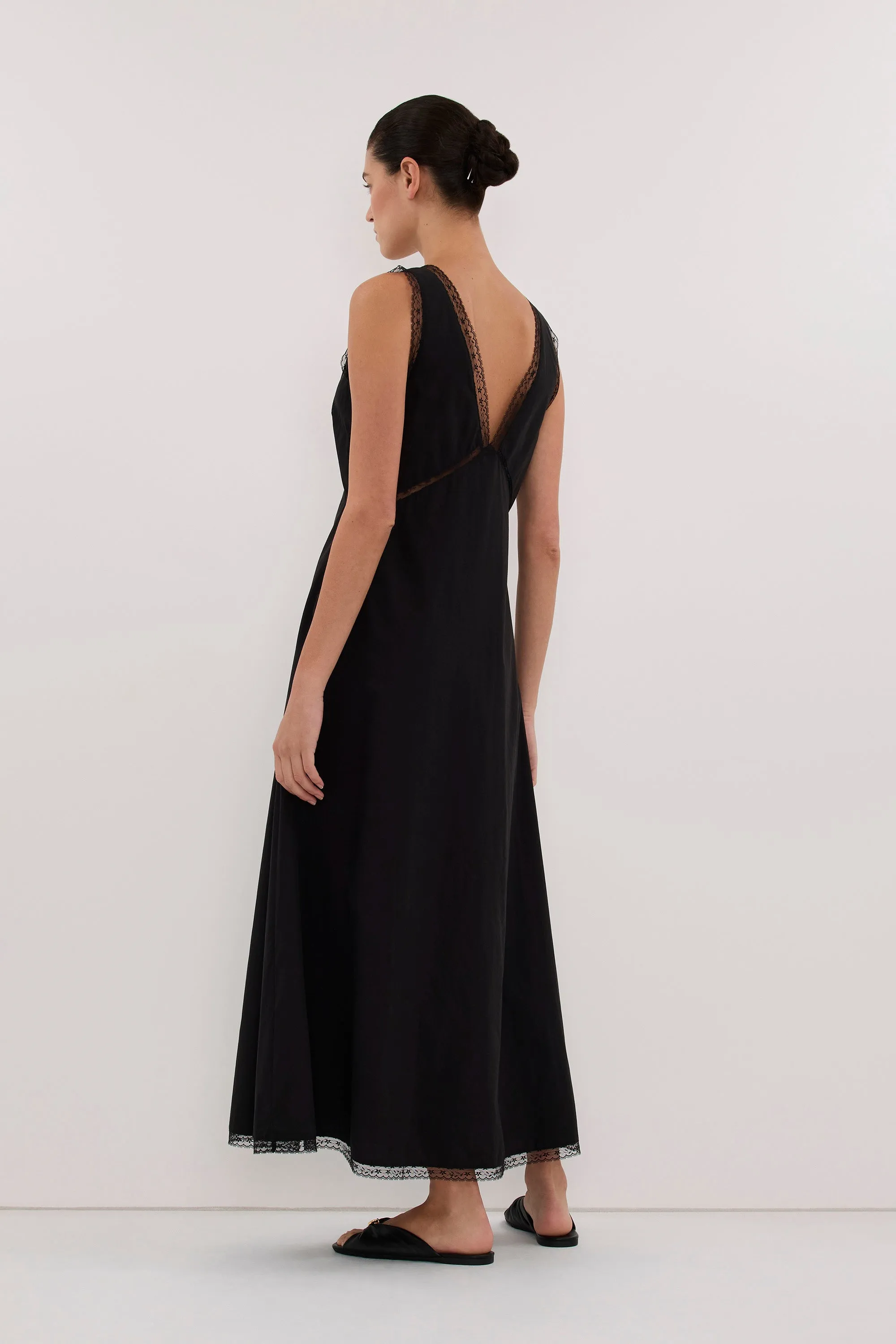 ROSIN BLACK LACE TRIM MIDI DRESS sold by Dissh product image thumbnail 4