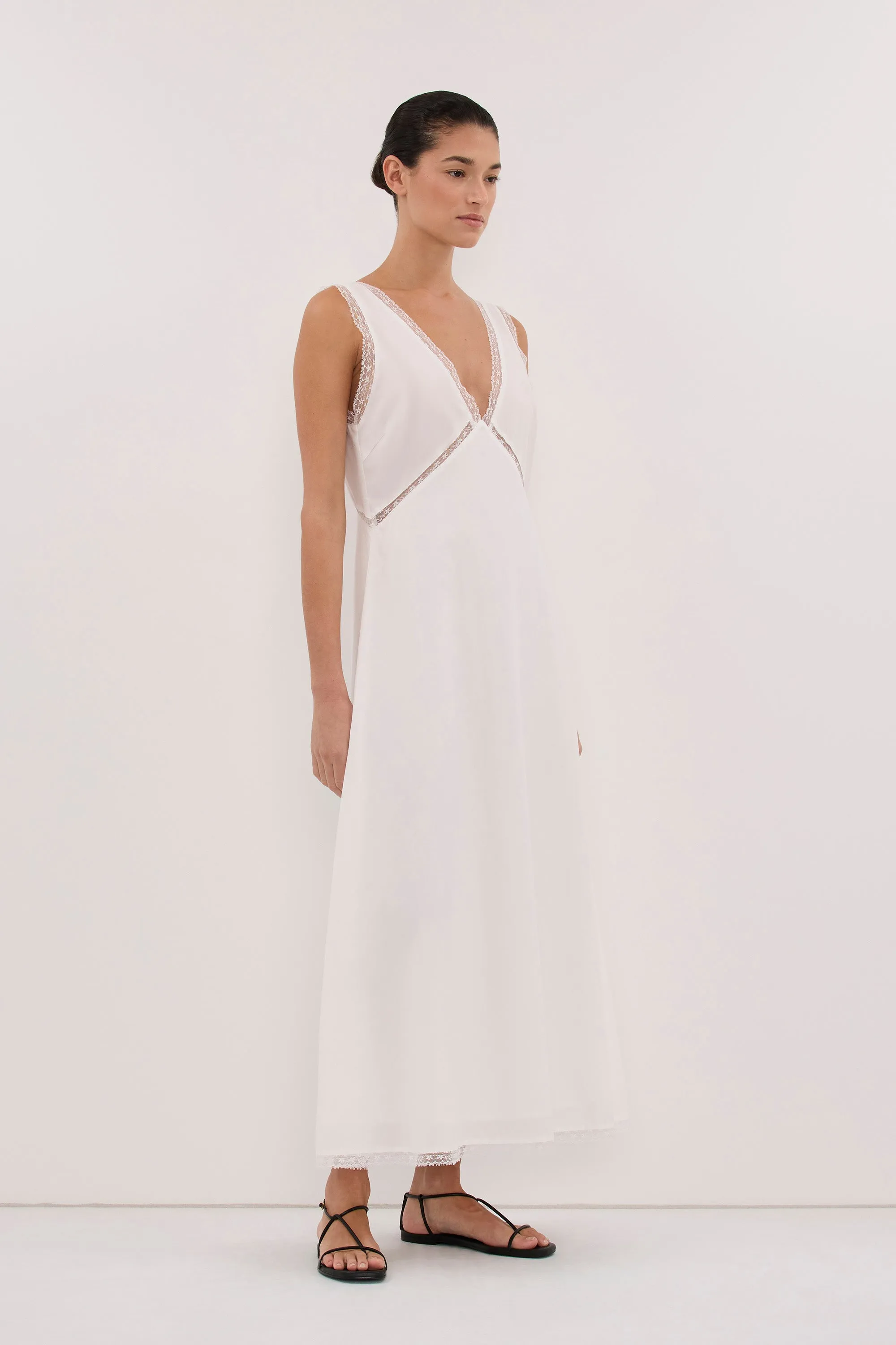 ROSIN WHITE LACE TRIM MIDI DRESS sold by Dissh product image thumbnail 3