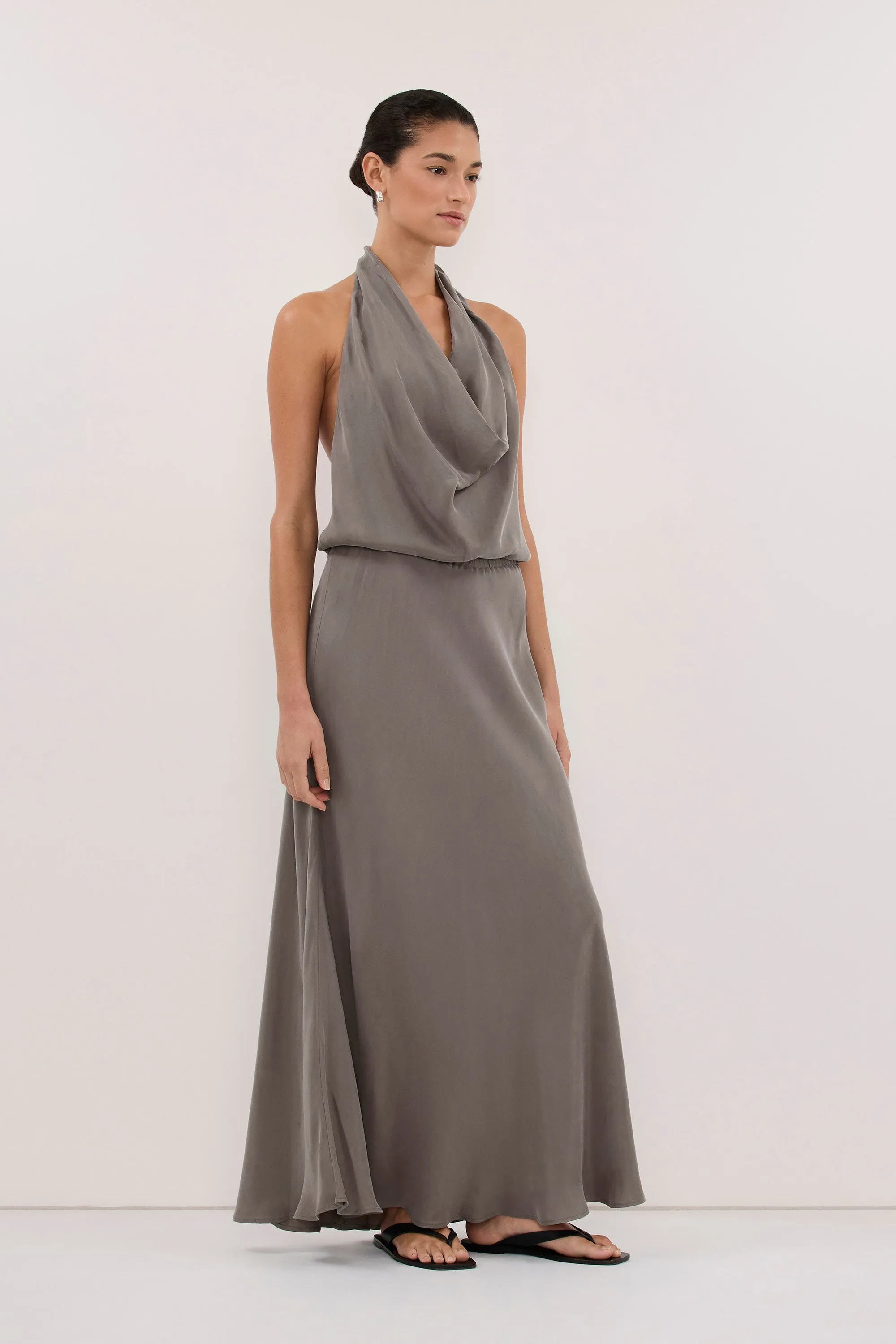 ADELE STEEL GREY CUPRO MIDI DRESS sold by Dissh product image thumbnail 3