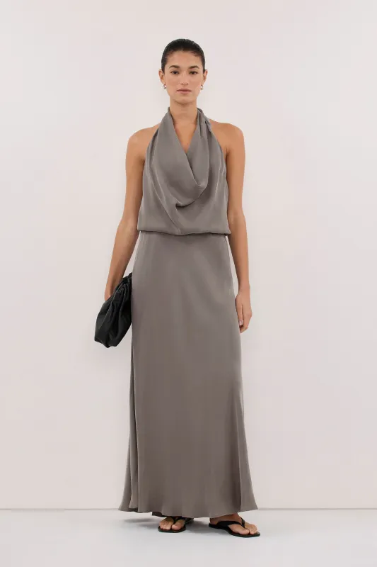 ADELE STEEL GREY CUPRO MIDI DRESS - PRE ORDER made by Dissh
