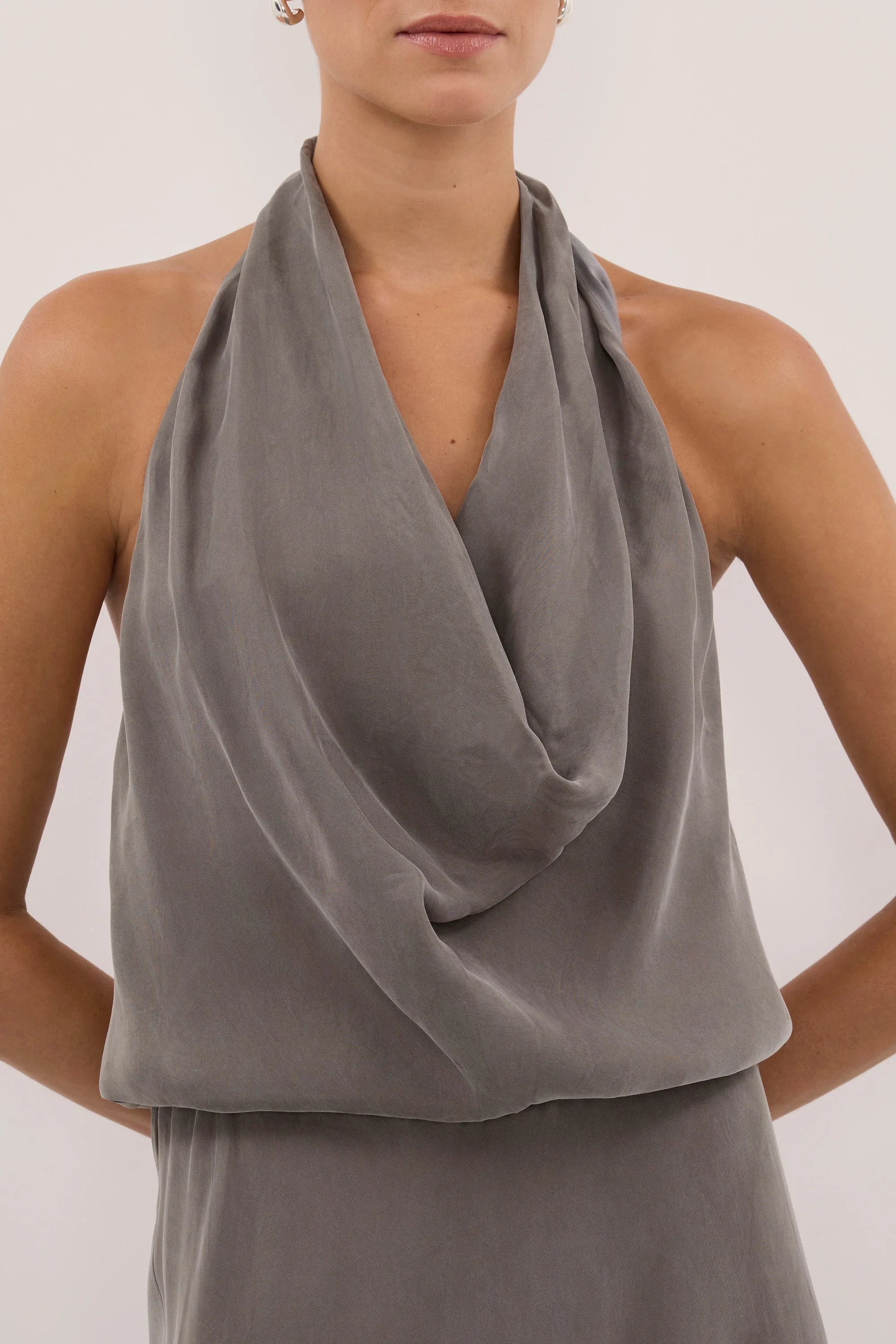 ADELE STEEL GREY CUPRO MIDI DRESS sold by Dissh product image thumbnail 5