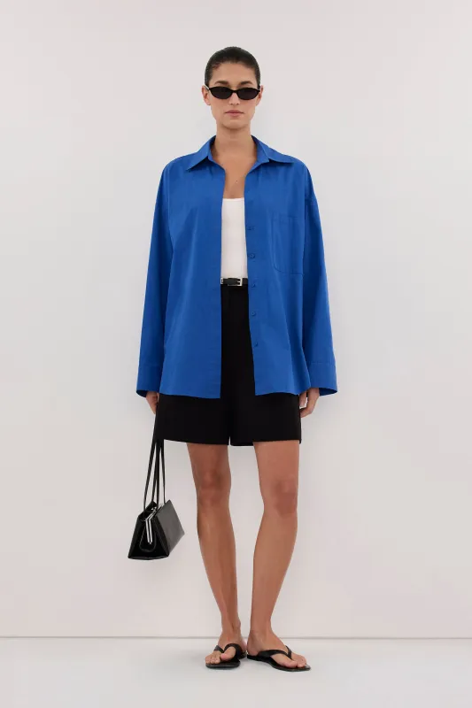 INA COBALT LIGHTWEIGHT COTTON SHIRT made by Dissh