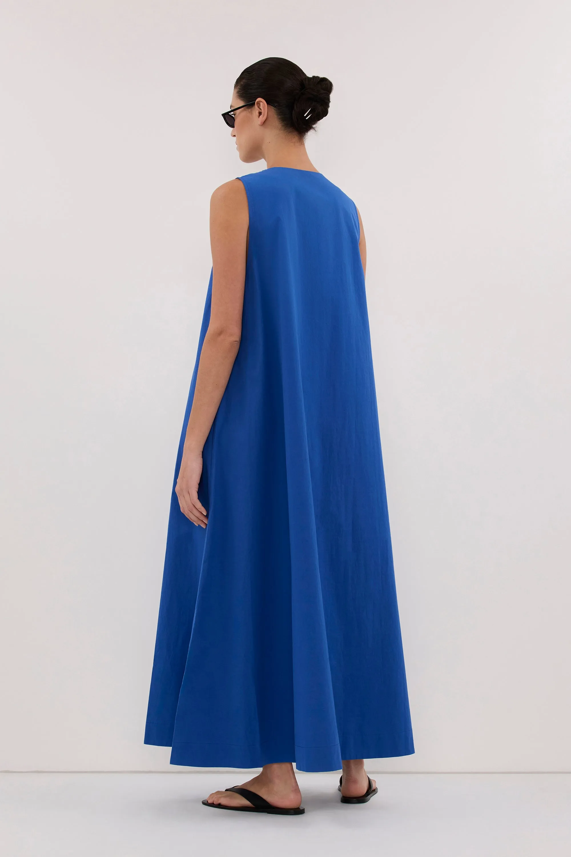 ORLENA COBALT V NECK COTTON MIDI DRESS sold by Dissh product image thumbnail 5