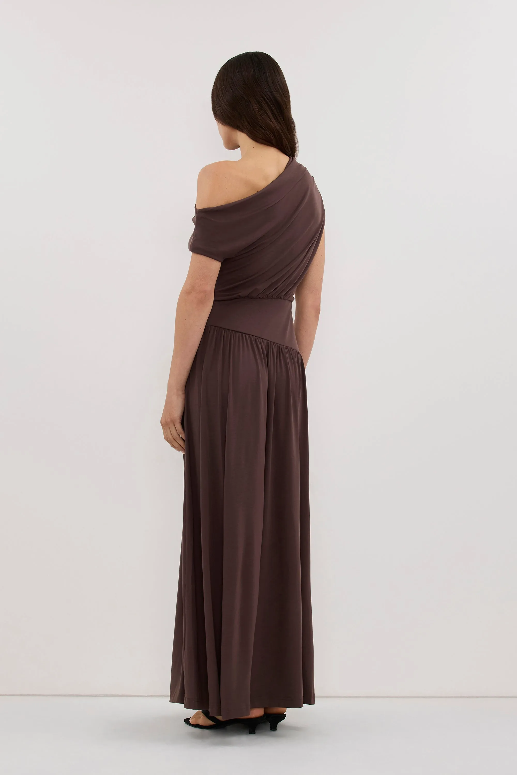 ELSIE CHOC MODAL ASYM MAXI DRESS sold by Dissh product image thumbnail 4