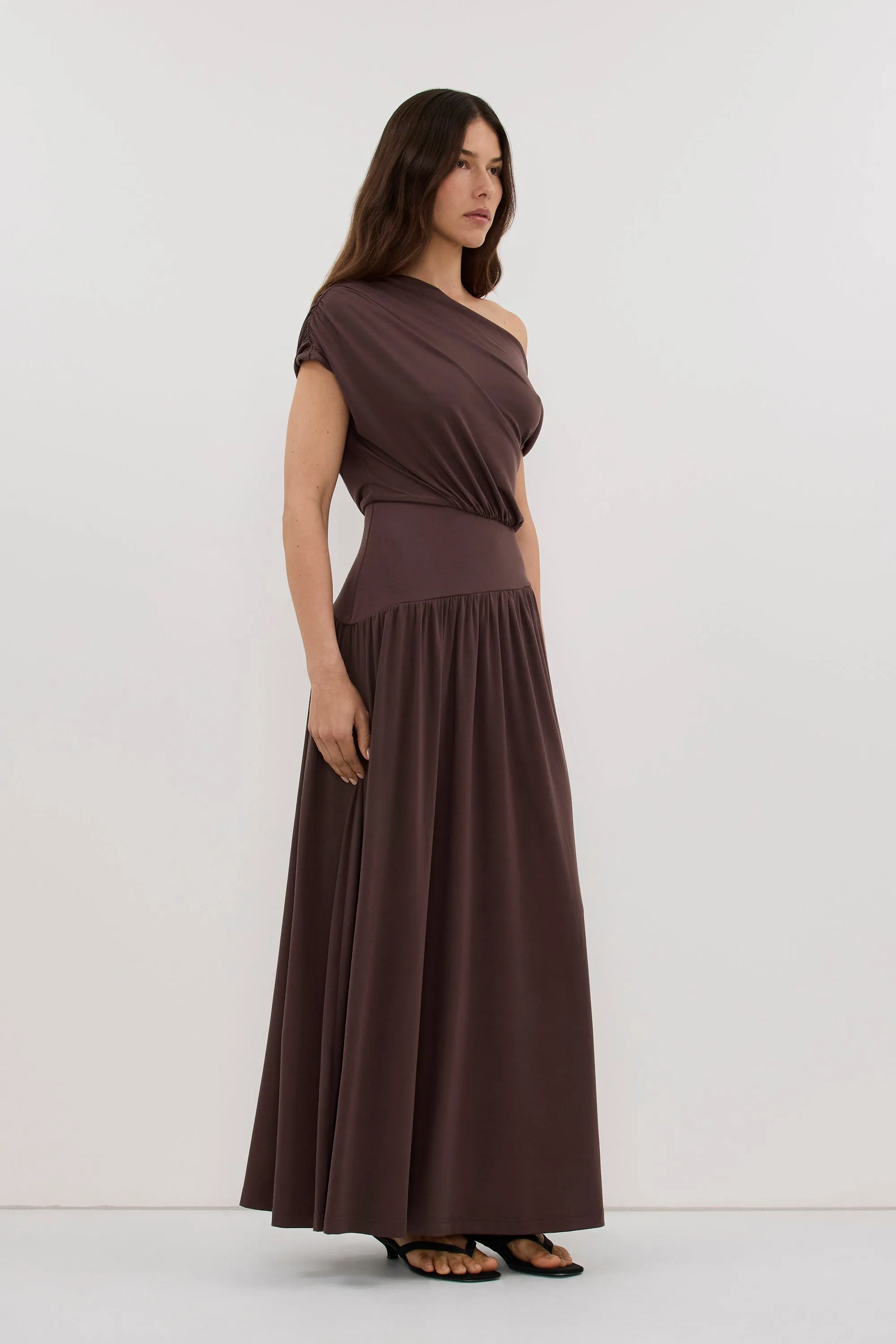 ELSIE CHOC MODAL ASYM MAXI DRESS sold by Dissh product image thumbnail 3