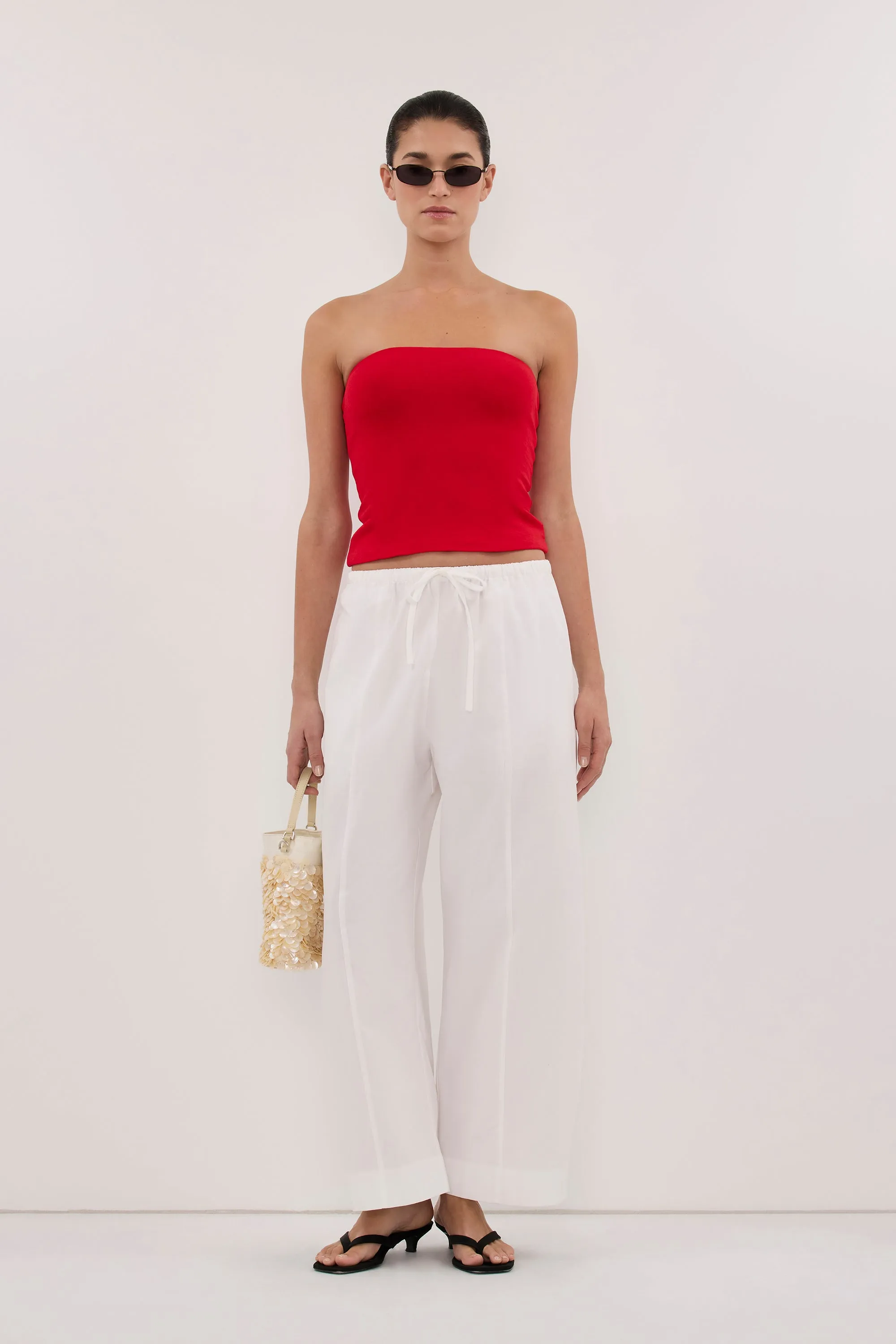 AVEN RED BANDEAU TOP sold by Dissh