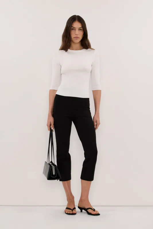 SILVIA WHITE 3/4 SLEEVE KNIT TEE made by Dissh