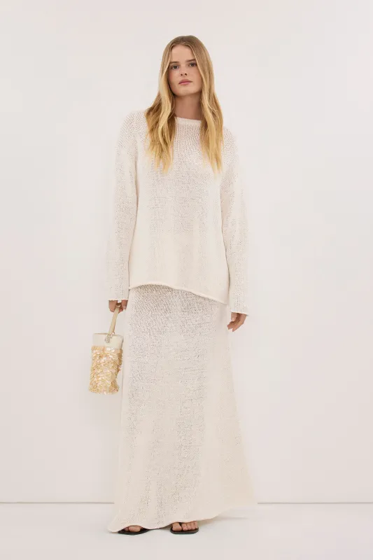 MIREYA OFF WHITE KNIT MAXI SKIRT made by Dissh