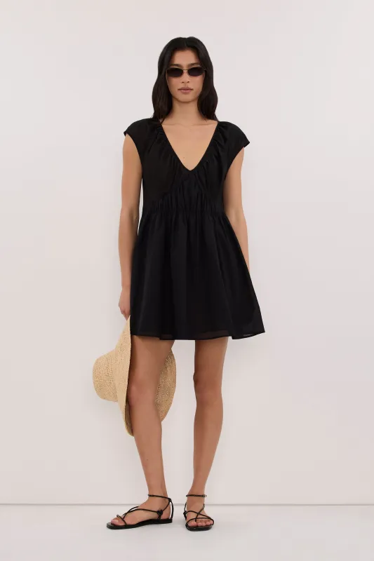 BILLIE BLACK LINEN BLEND MINI DRESS made by Dissh