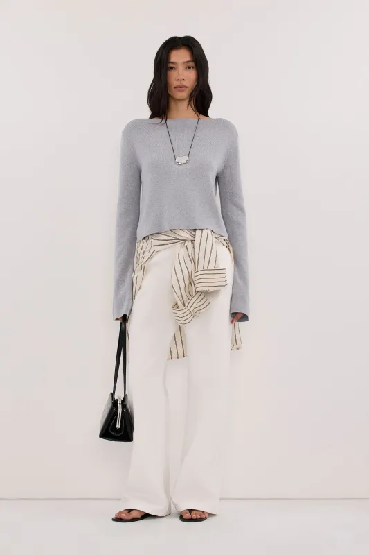 ILLARIA GREY WIDE SLEEVE KNIT TOP made by Dissh