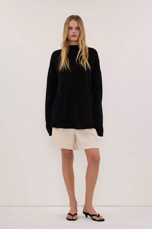VIRELLE BLACK MERINO KNIT TOP made by Dissh