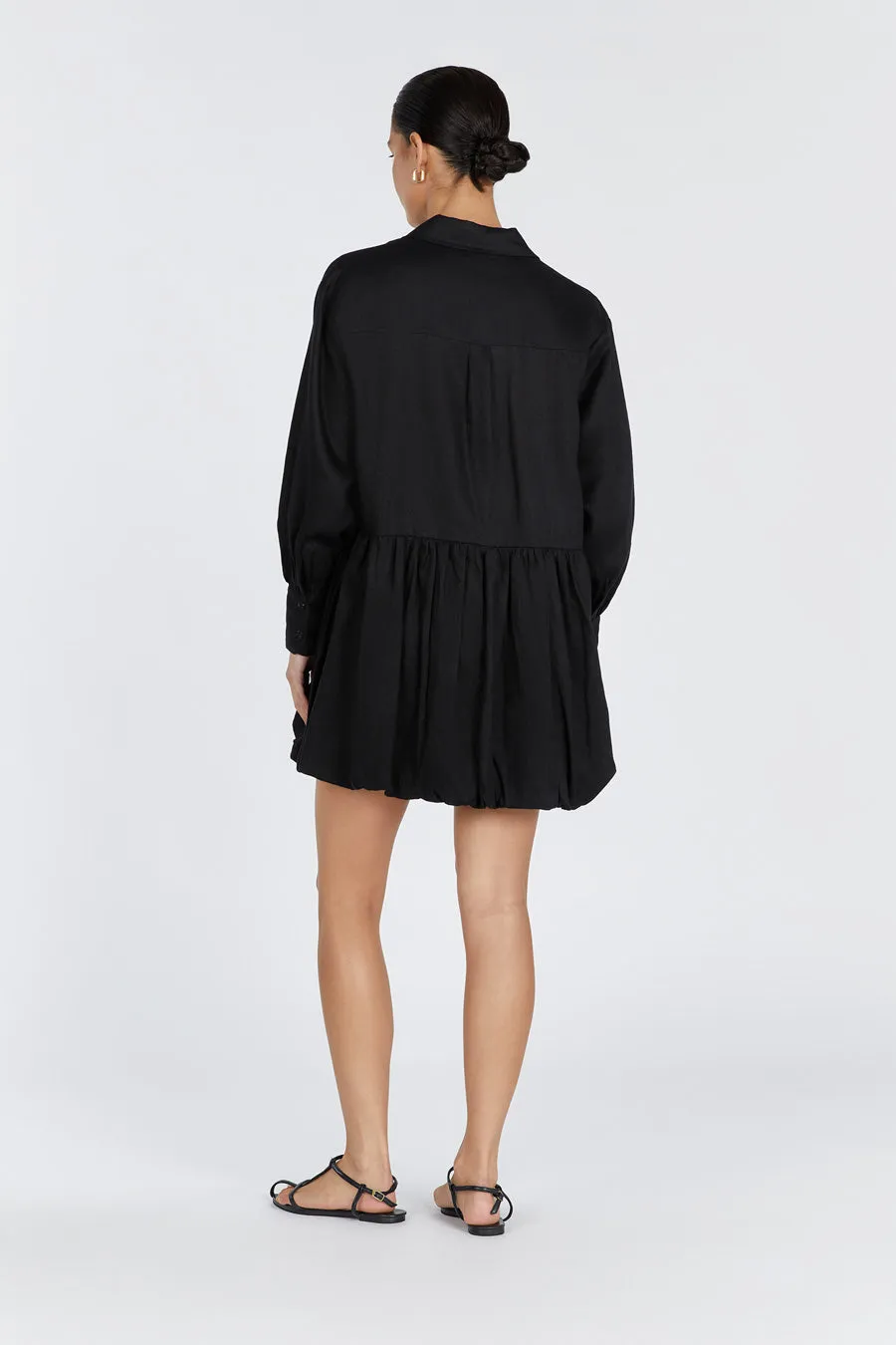 VIOLET BLACK LINEN MINI DRESS sold by Dissh product image thumbnail 4