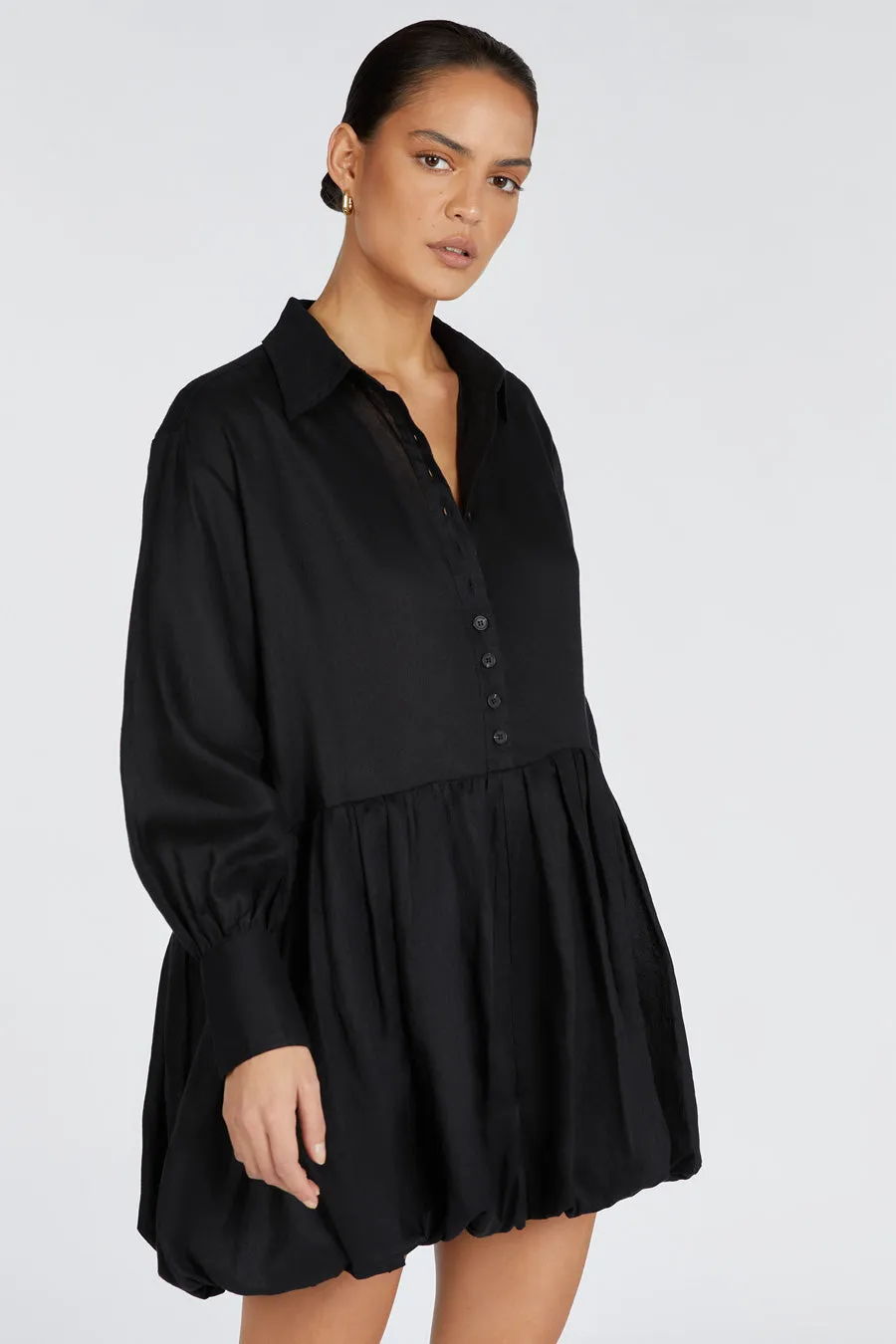 VIOLET BLACK LINEN MINI DRESS sold by Dissh product image thumbnail 2