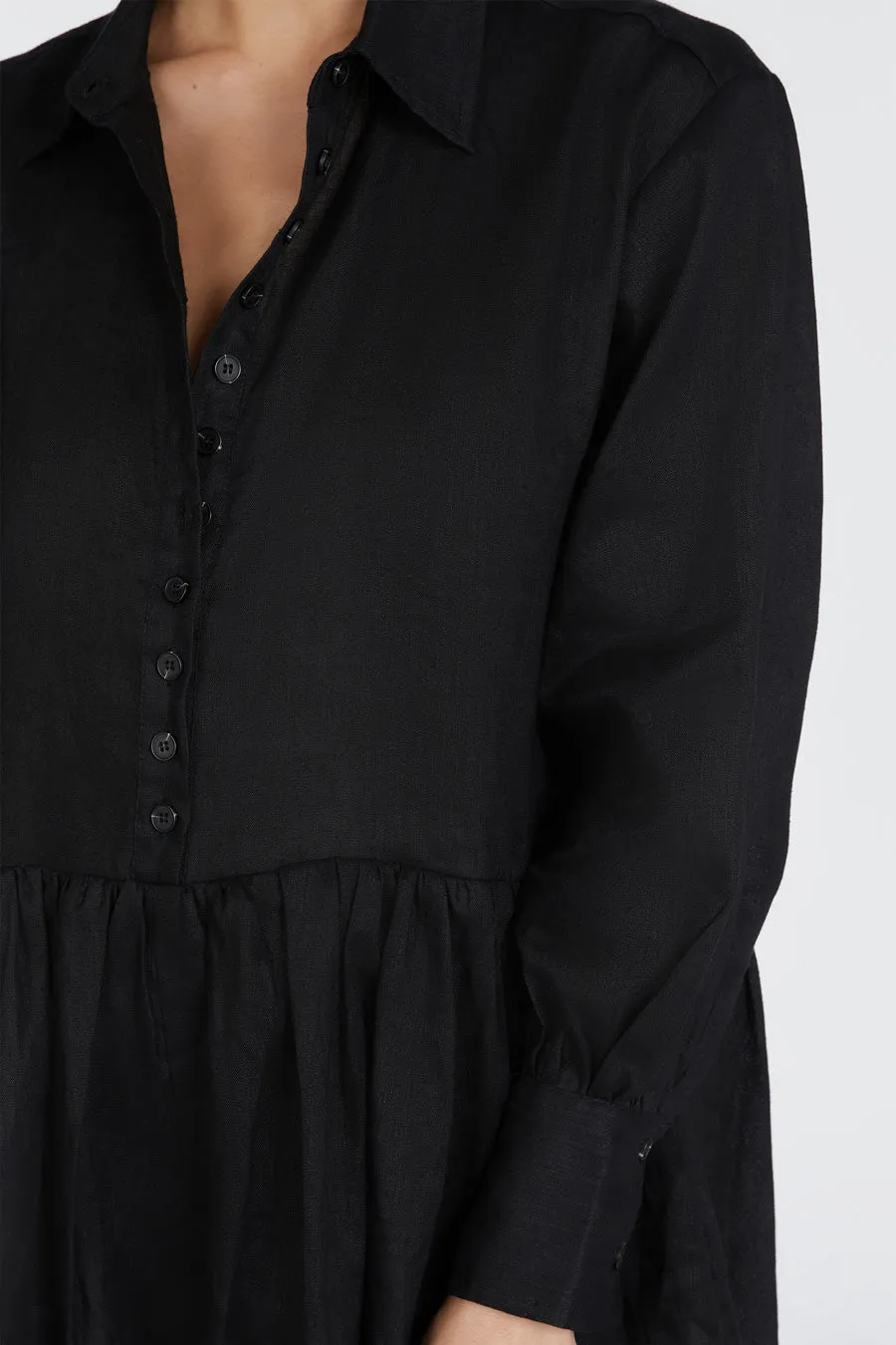 VIOLET BLACK LINEN MINI DRESS sold by Dissh product image thumbnail 5