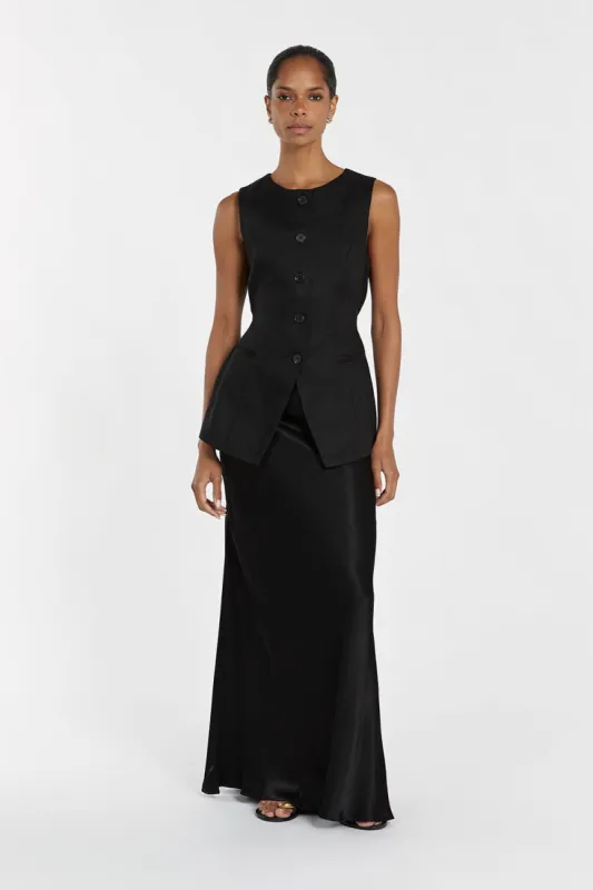 CHARLI BLACK SATIN MAXI SKIRT sold by Dissh