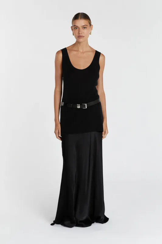 ALIA BLACK SCOOP KNIT TANK sold by Dissh