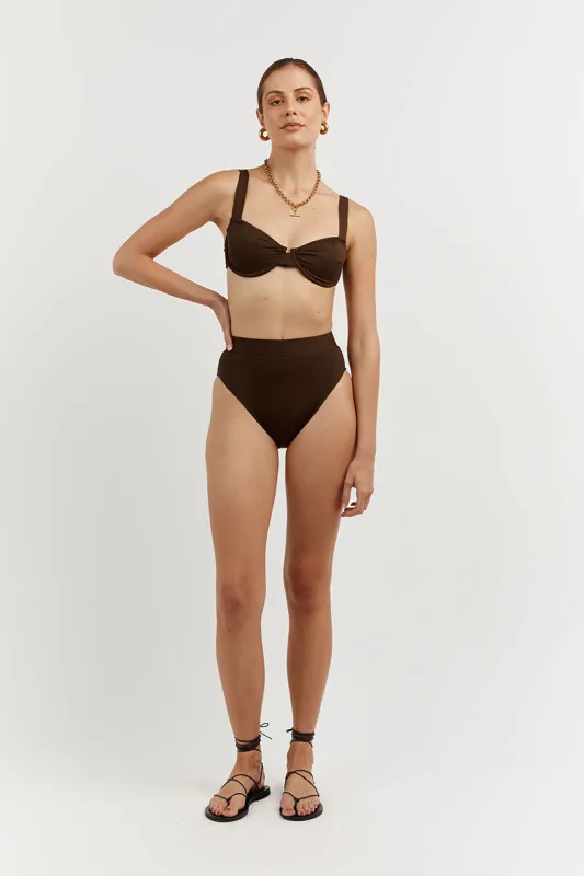 AMAYA CHOC SWIM BRALETTE TOP sold by Dissh