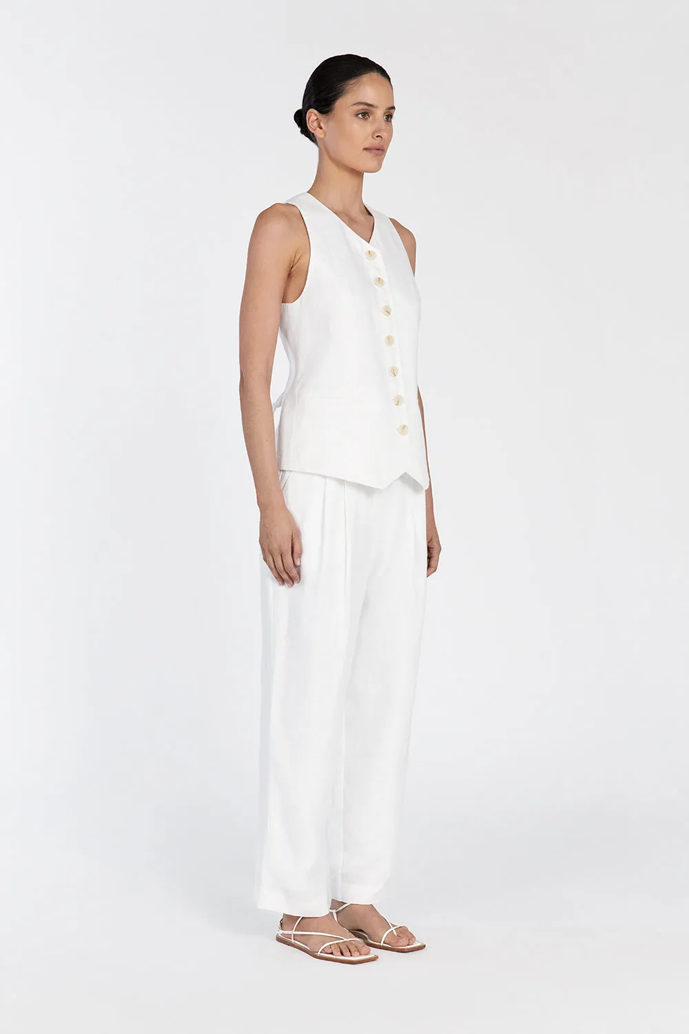 BILLY WHITE LINEN TAPERED PANT sold by Dissh product image thumbnail 3