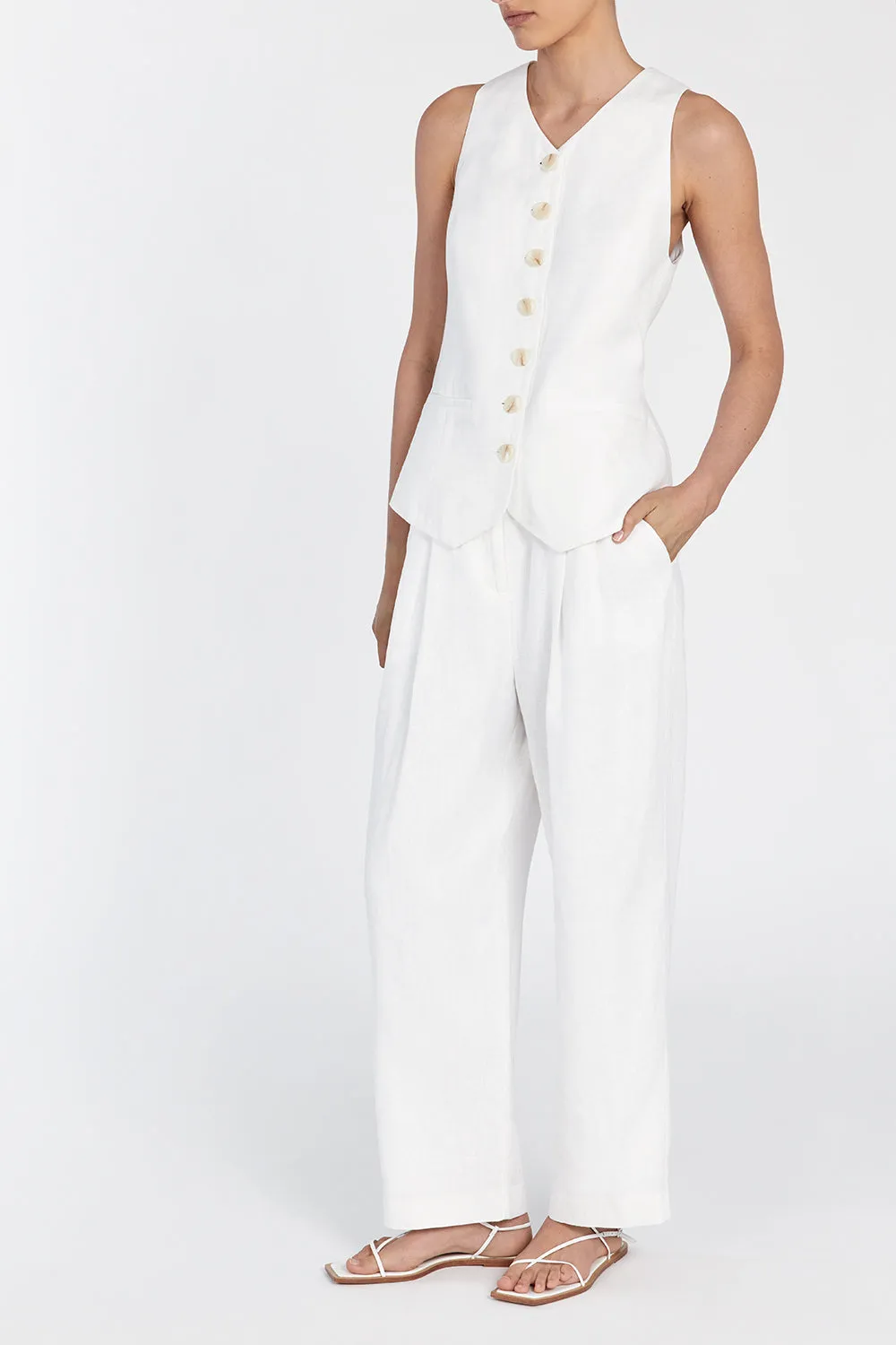 BILLY WHITE LINEN TAPERED PANT sold by Dissh product image thumbnail 2