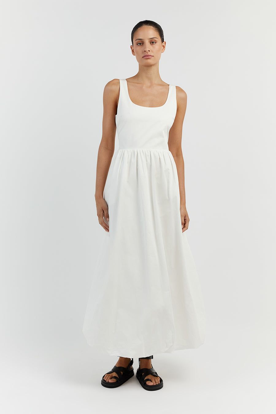 MORGAN WHITE COTTON MIDI DRESS sold by Dissh product image thumbnail 2