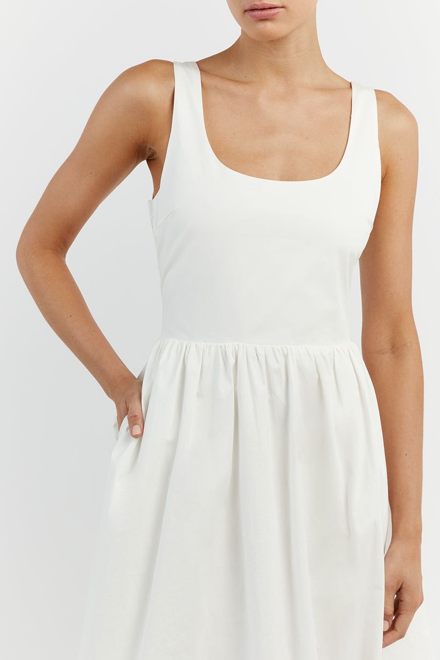 MORGAN WHITE COTTON MIDI DRESS sold by Dissh product image thumbnail 5