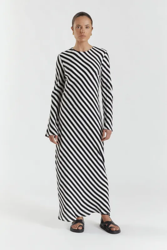 CLEMENCE BLACK/WHITE SLEEVED  MIDI DRESS sold by Dissh