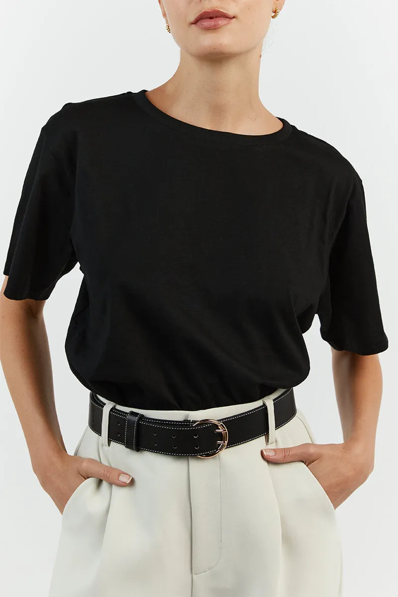 CHARLOTTE BLACK CREW NECK TEE sold by Dissh product image thumbnail 5