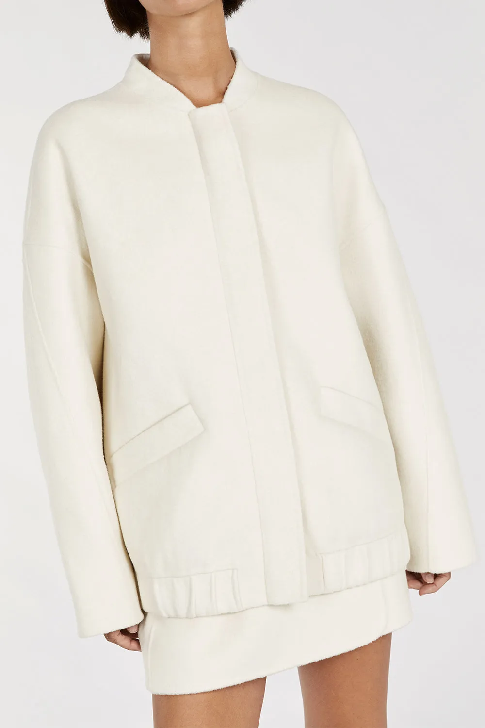 JERI CREAM WOOL BLEND BOMBER JACKET sold by Dissh product image thumbnail 5