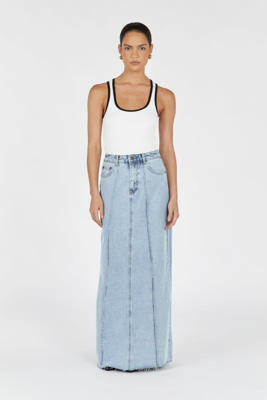 DELLA BLUE COLUMN DENIM SKIRT sold by Dissh