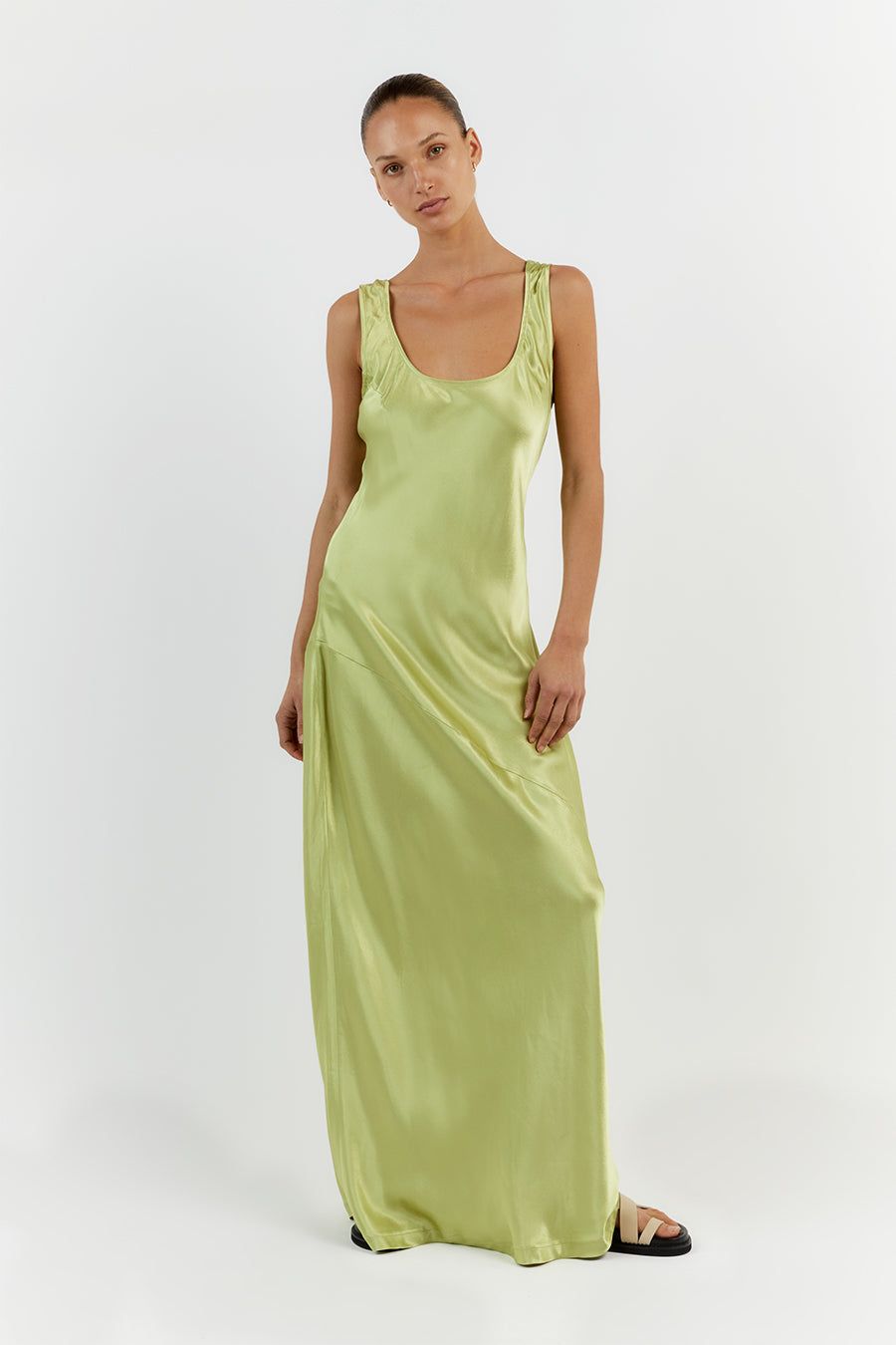 LEA LIME SATIN MAXI DRESS sold by Dissh product image thumbnail 2