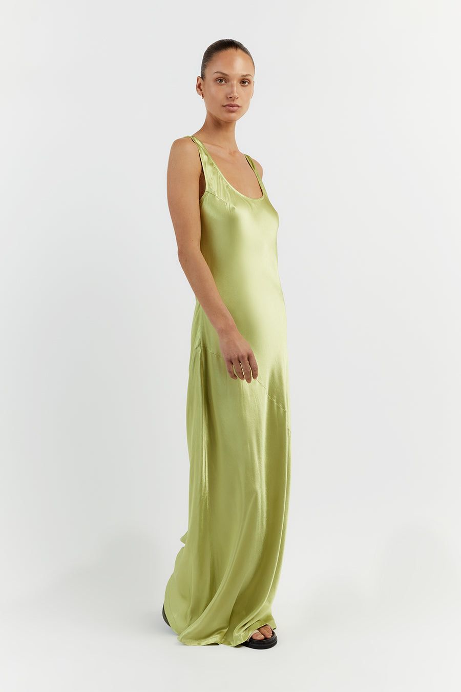 LEA LIME SATIN MAXI DRESS sold by Dissh product image thumbnail 3