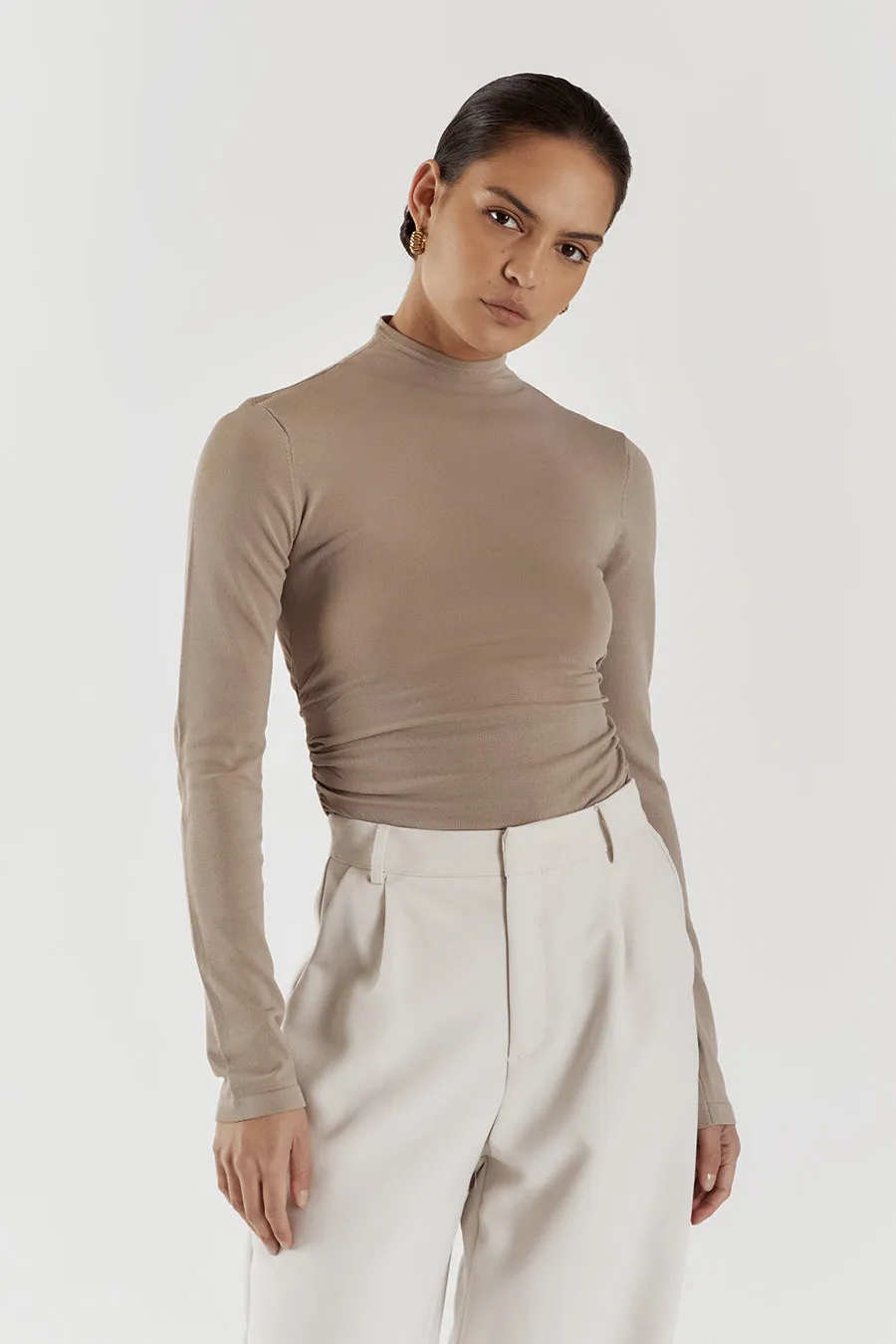 NIX TAUPE LONG SLEEVE KNIT TOP sold by Dissh product image thumbnail 2